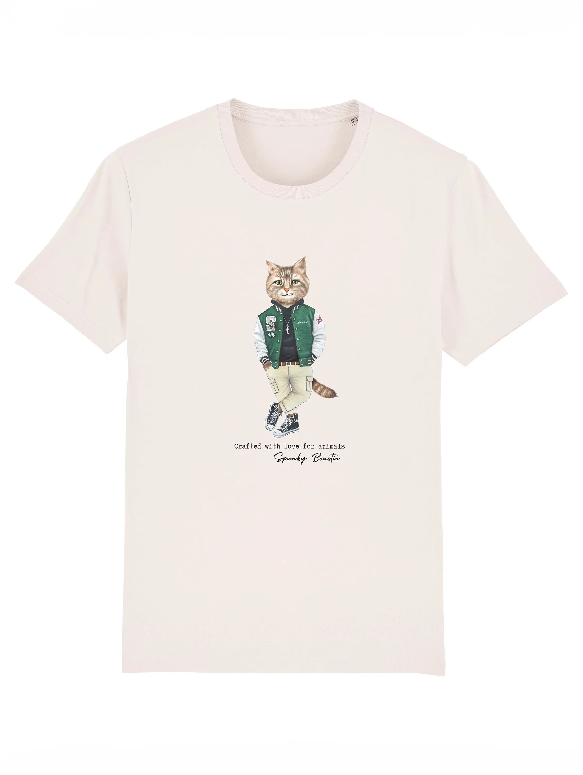 modna damska koszulka z kotem streetwear bawełna organiczna