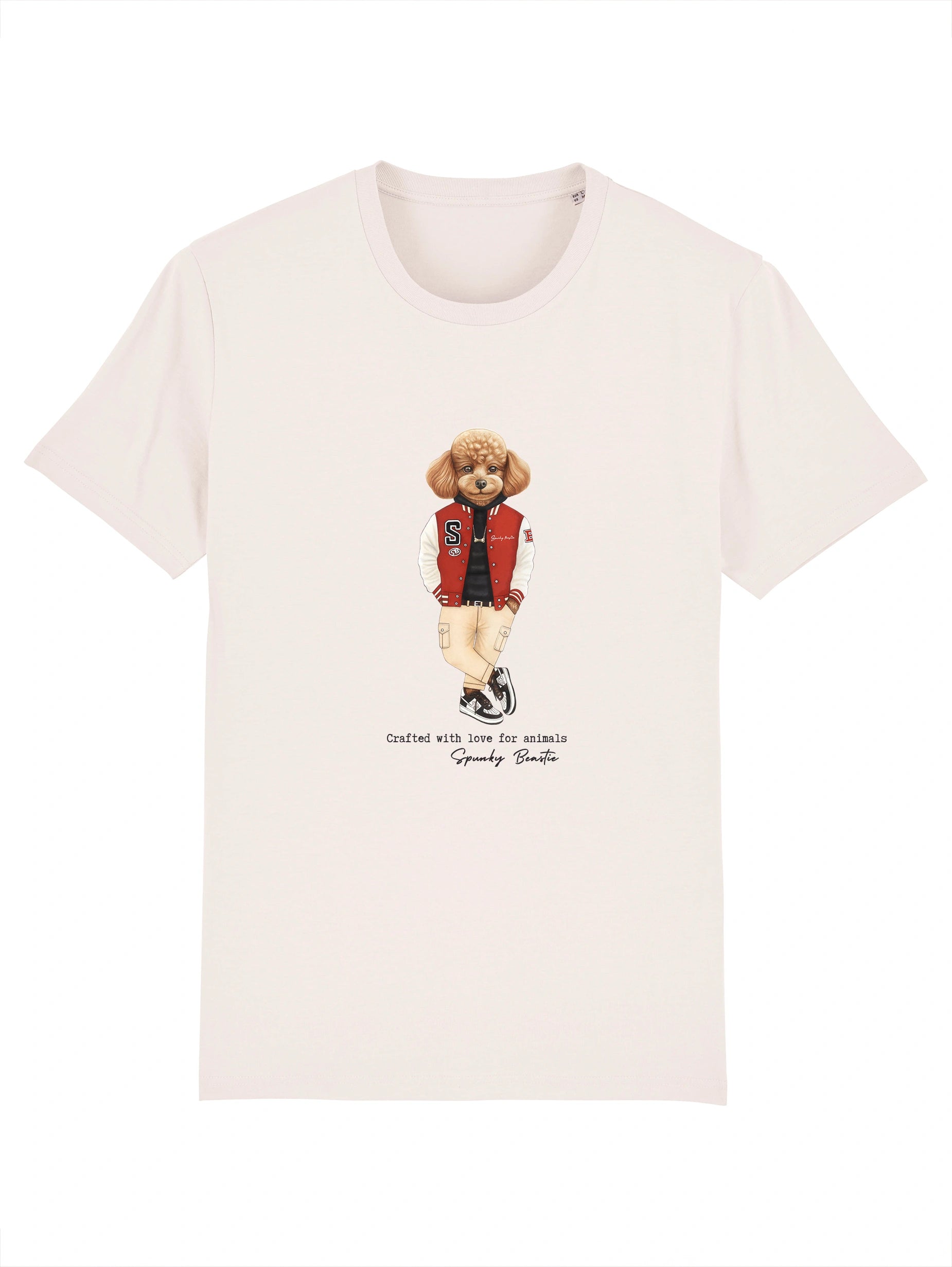 designerska damska koszulka z psem bawełna organiczna streetwear