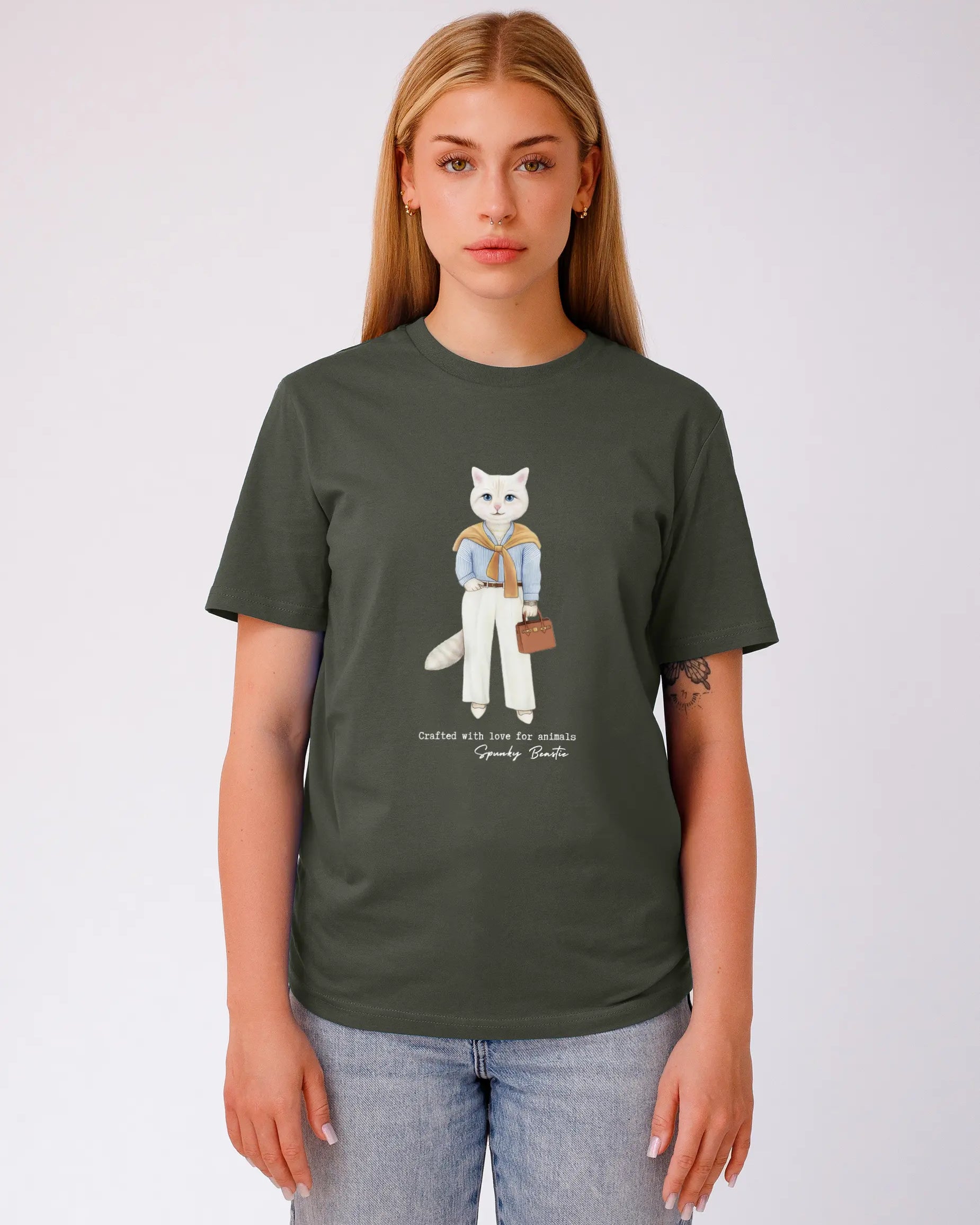 damska koszulka t-shirt z kotem celebrity fashion bawełna organiczna