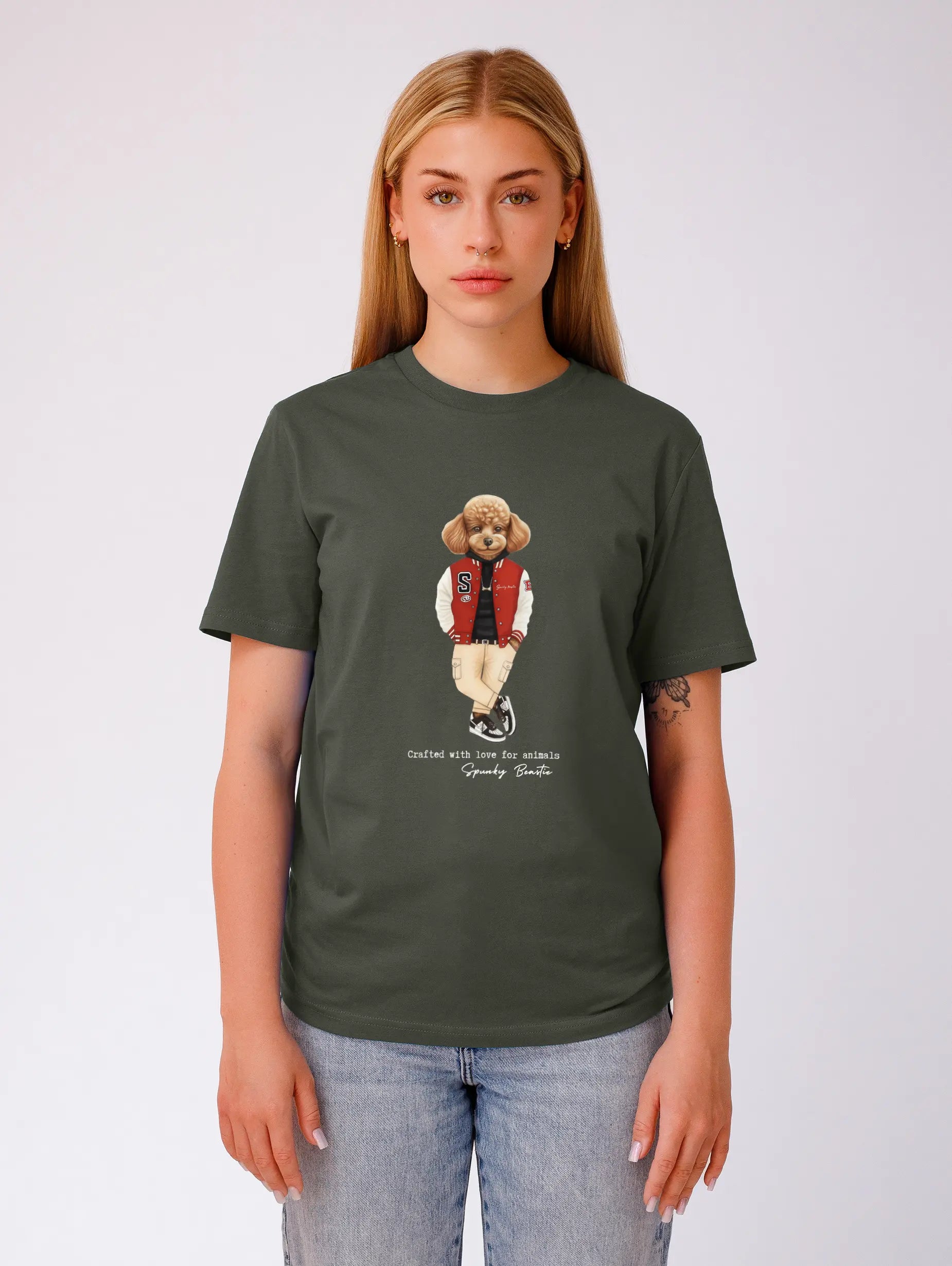 modny t shirt damski premium khaki