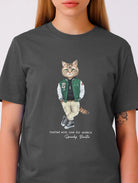 modna damska koszulka z kotem streetwear bawełna organiczna