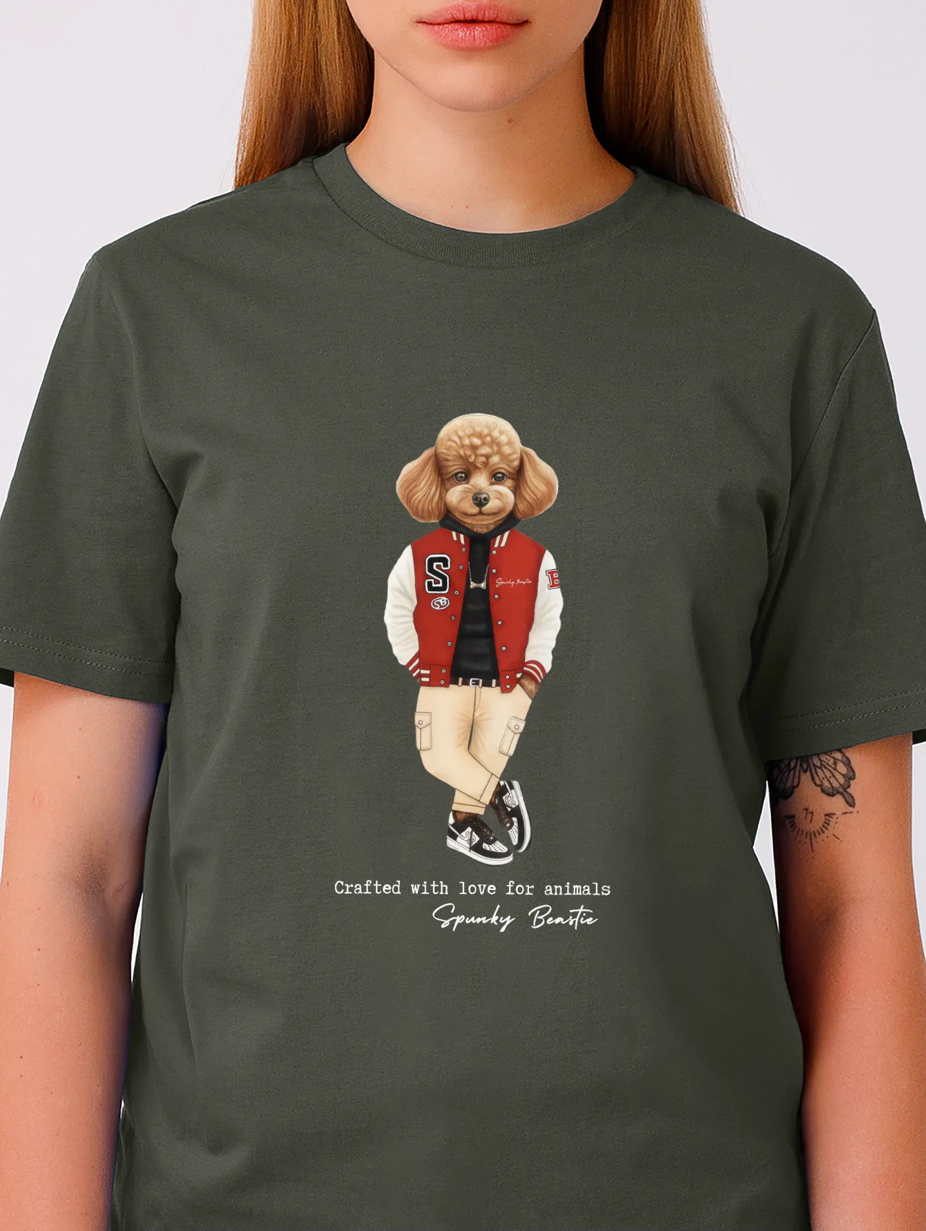 modny t shirt damski premium khaki