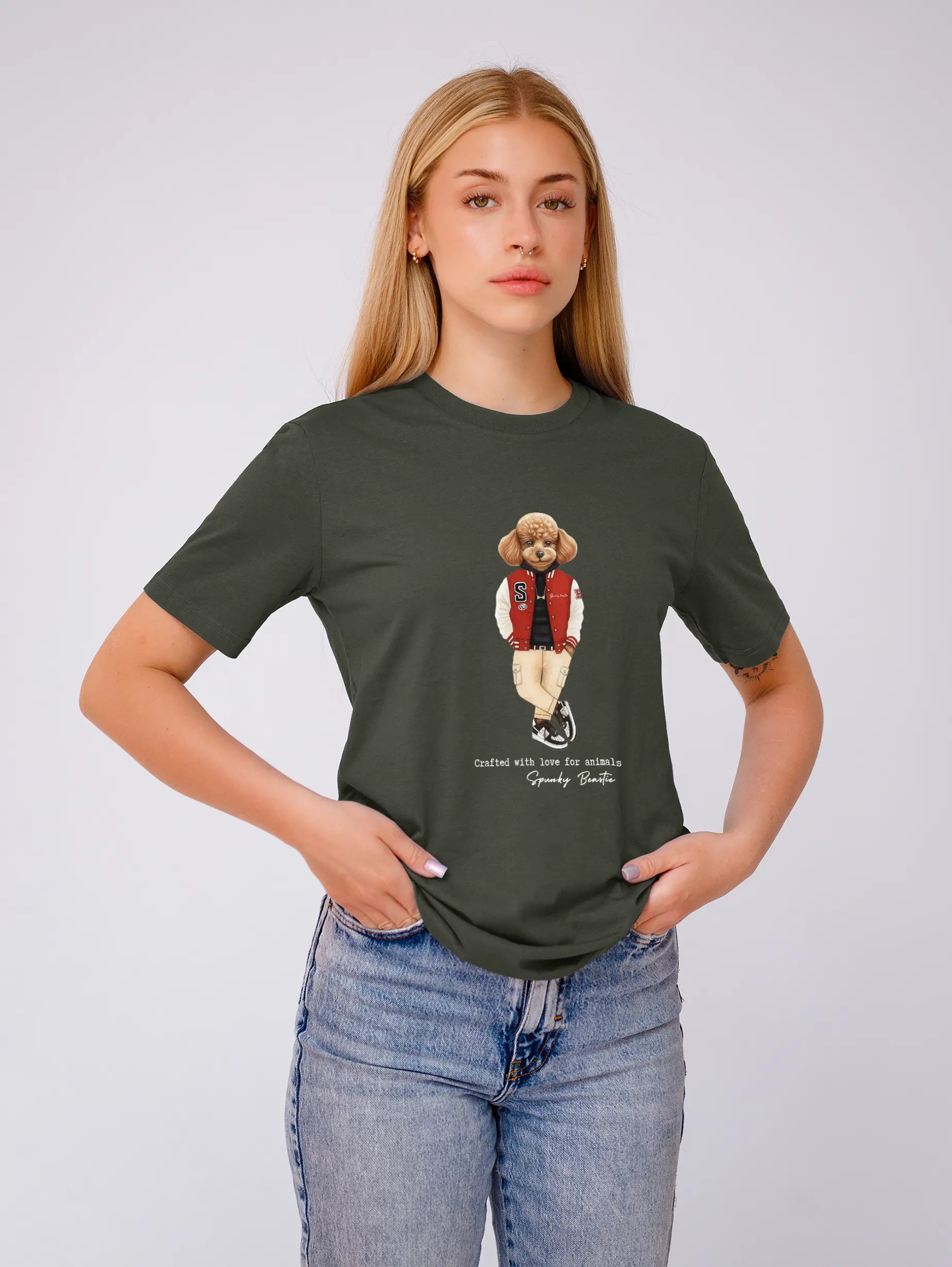 modny t shirt damski premium khaki