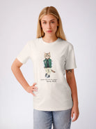modna damska koszulka z kotem streetwear bawełna organiczna