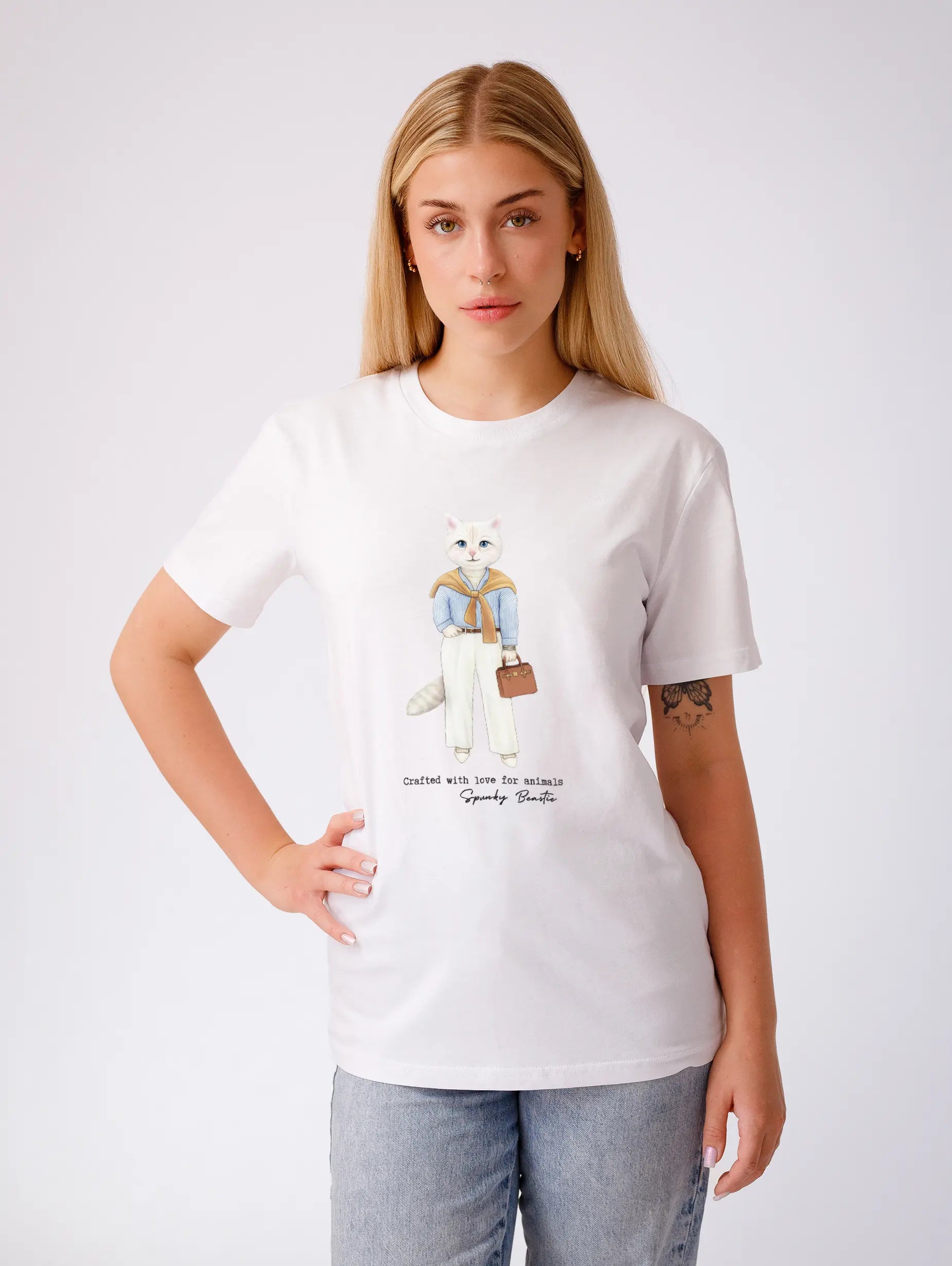 damska koszulka t-shirt z kotem celebrity fashion bawełna organiczna