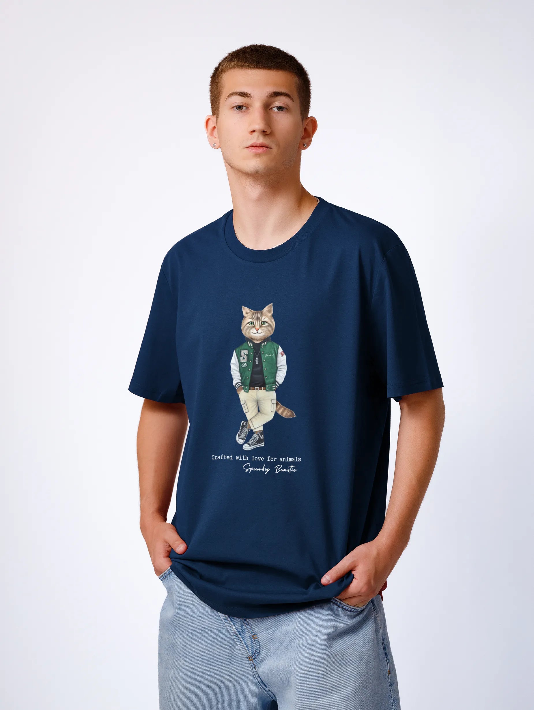 męski tshirt z kotem